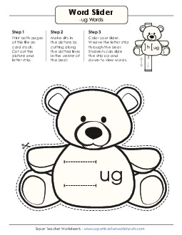 Word Slider (-ug Words) Word Families Worksheet