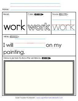 Worksheet 3: Work Sight Words Individual Worksheet