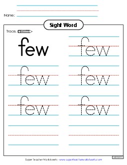 Trace the Word: Few Sight Words Individual Worksheet