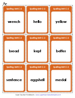 Flashcards (C-2) Free Spelling C Worksheet