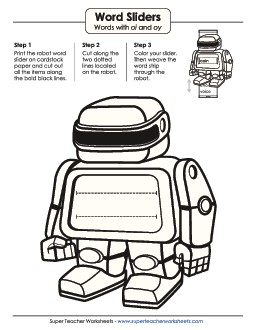 Robot Word Sliders: OI and OY Phonics Diphthongs Worksheet