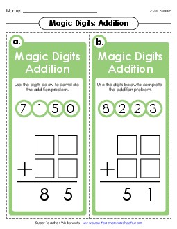 Magic Digits Game (2-Digit Addition) Worksheet