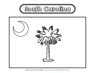 South Carolina Flag Coloring Page States Individual Worksheet