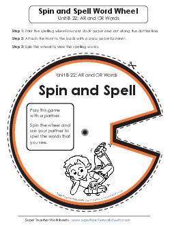 Spin and Spell (B-22) Spelling B Worksheet