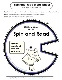 Spin and Read (Unit 25) Sight Words Worksheet