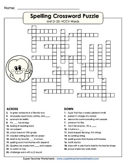 Crossword (D-25) Spelling D Worksheet