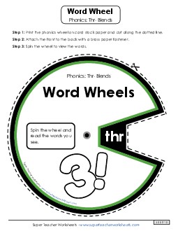 Word Wheel (Thr- Words) Phonics Blends Worksheet