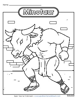 New Coloring Page: Minotaur Spanish Worksheet