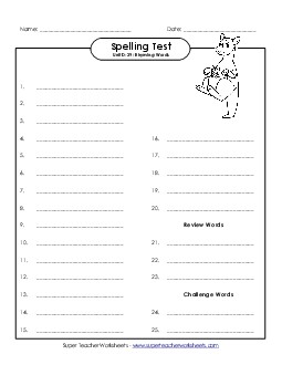 Spelling Test (D-29) Spelling D Worksheet