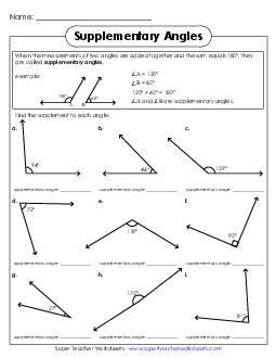 Supplementary Angles Worksheet