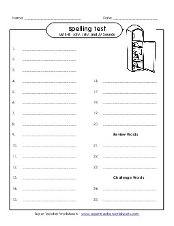 Spelling Test (E-8) Spelling E Worksheet