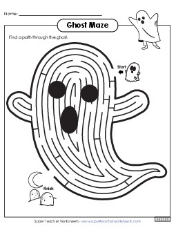 Ghost Maze (Intermediate) Halloween Worksheet