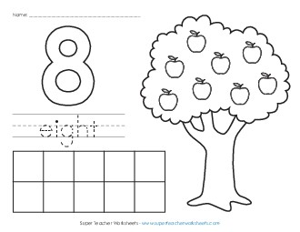 Apple Counting Mat: Eight Worksheet