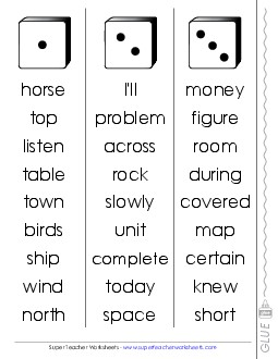 Fluency Dice Game: Fourth Hundred, #51-100 Fry Worksheet