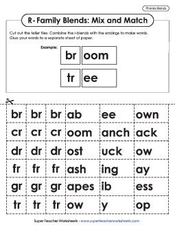 Mix and Match Phonics Blends Worksheet