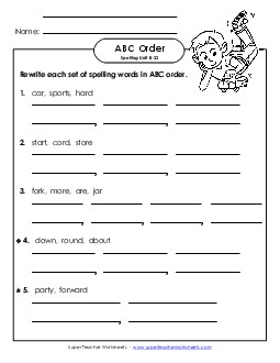 ABC Order - Word Sets (B-22) Spelling B Worksheet