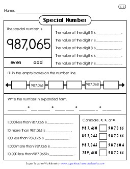 Special Number: 987,065 Worksheet