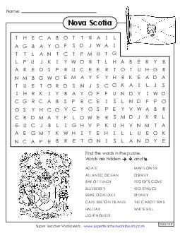 Word Search Canada Worksheet