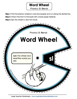 Word Wheel (Sl- Blends)  Phonics Blends Worksheet