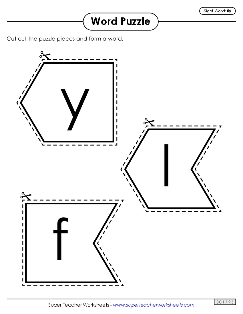 Word Puzzle: Fly Sight Words Individual Worksheet