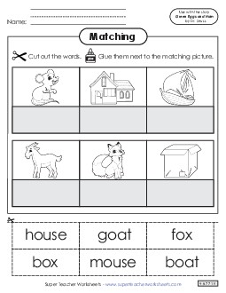 Cut and Glue Matching Picture Book Green Eggs And Ham Worksheet