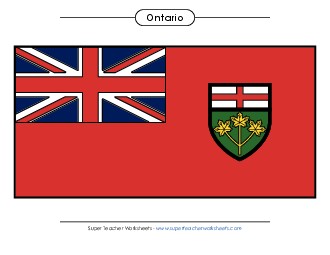 Ontario Flag (Full Colour) Free Canada Worksheet