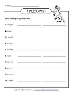 Write Twice (C-24) Spelling C Worksheet