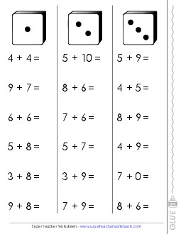 Addition Fluency Dice Worksheet