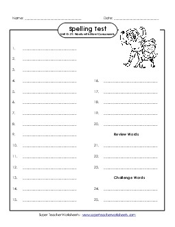 Spelling Test (D-21) Free Spelling D Worksheet