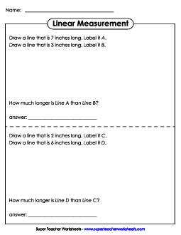 Measure, Draw, Subtract Measurement Worksheet