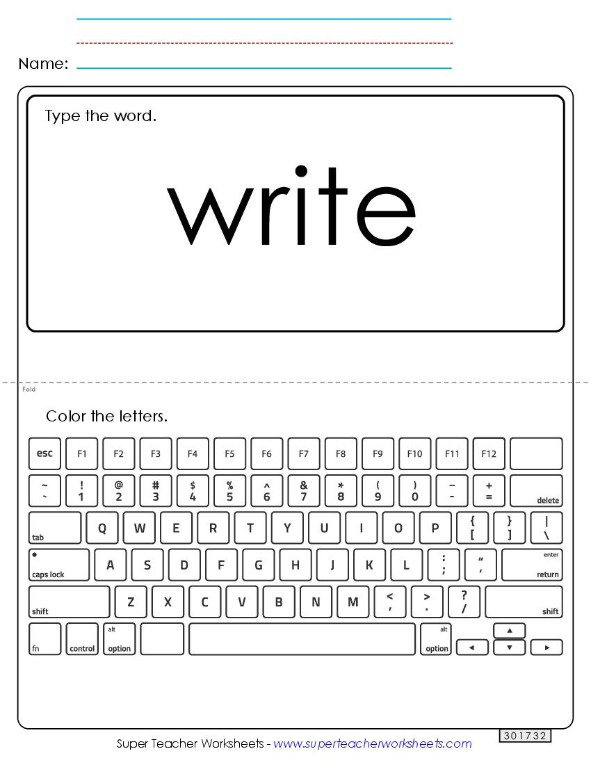 Type the Word: Write Sight Words Individual Worksheet