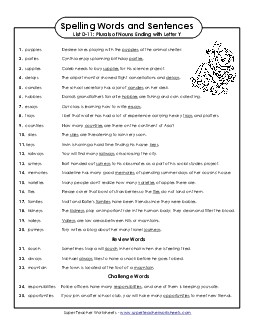 Spelling Test Sentences (D-11) Spelling D Worksheet