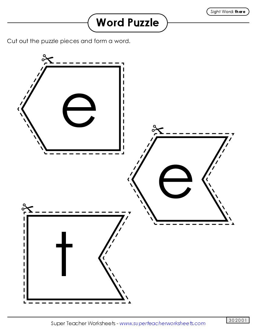 Word Puzzle: There Sight Words Individual Worksheet