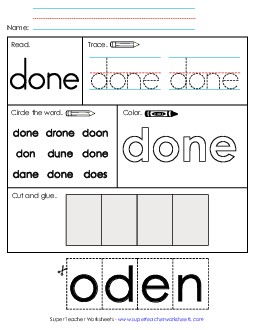 Worksheet 2: Done Sight Words Individual Worksheet