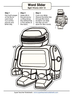 Word Slider (Unit 13) Sight Words Worksheet