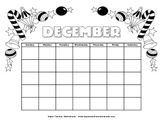 December Calendar (Christmas Version) Calendars Worksheet