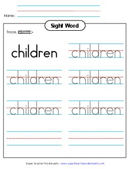 Trace the Word: Children Sight Words Individual Worksheet