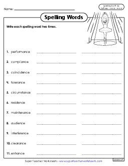 Write Words Twice (F-26) Spelling F Worksheet