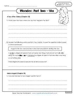 Questions for Part 2 Book Wonder Worksheet