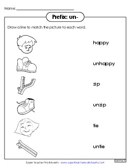 Prefixes Matching (un-)  Prefixes Suffixes Worksheet