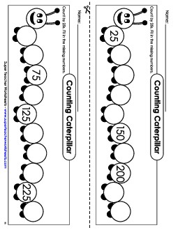 Caterpillar - Count By 25s Counting Worksheet