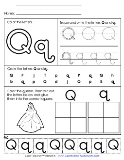 Letter Q - Mixed Skills (Basic) Alphabet Worksheet