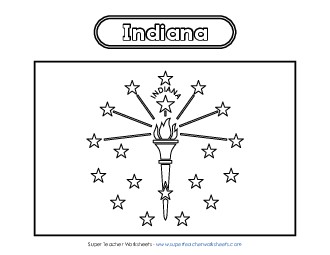 Indiana Flag Coloring Page States Individual Worksheet