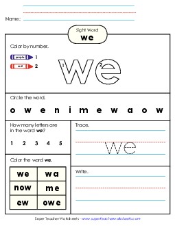 Worksheet 4: We Sight Words Individual Worksheet