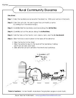 Rural Community Diorama 2nd Grade Social Studies Worksheet