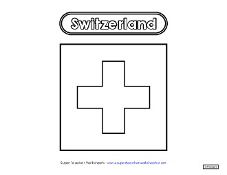 Switzerland Flag (Black & White) Worksheet