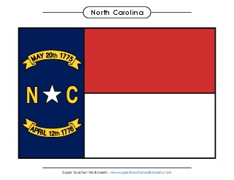 North Carolina State Flag (Full-Color Version) States Individual Worksheet