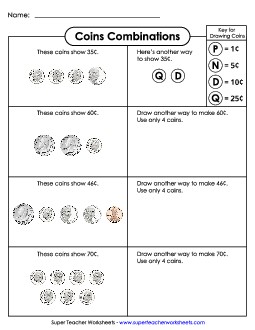 Coin Combinations Counting Money Worksheet