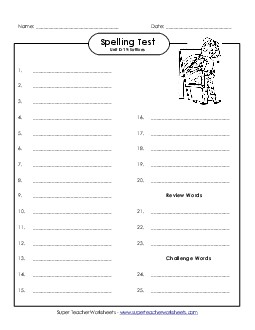 Spelling Test (D-19) Spelling D Worksheet