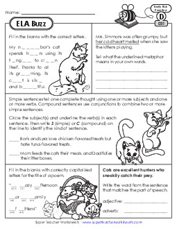 ELA Buzz: Week 7 Worksheets 31 through 35 Daily Ela Review Worksheet